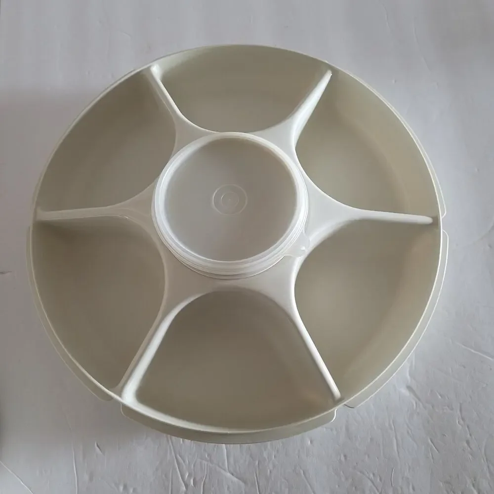 Vintage Tupperware 6-Compartment Serving Tray - Beige